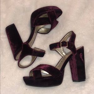 Anne Klein Velvet Block Heels